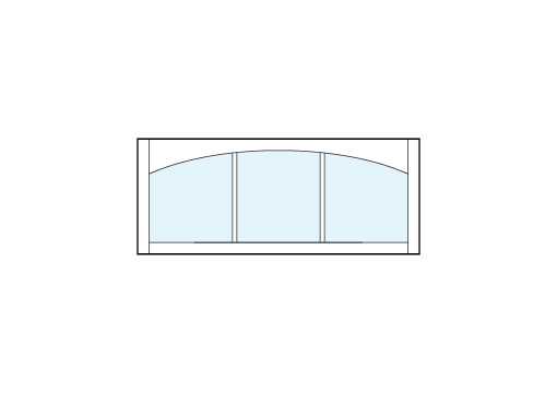 front entry modern transom windows with three vertical true divided lites with arch-top