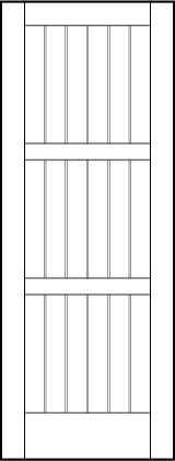 stile and rail interior door with three plank panels