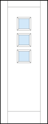 custom stile and rail art deco interior door with three vertical lites on top