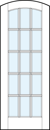 arch top interior french glass doors with 15 section square true divided lites design and curved arch top