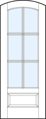 arch top custom interior glass french doors with six true divided lites and bottom panel