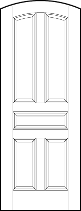curved arch top stile and rail interior wood doors with two arched top panels, horizontal center and medium bottom panels