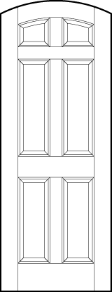 arch top stile and rail interior wood doors with four tall sunken panels on bottom and small top squares