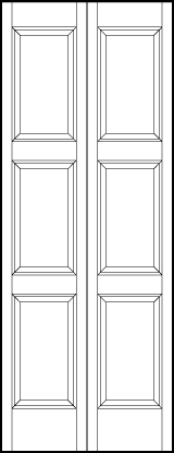 2-leaf bi-fold stile and rail interior door with three square sunken panels