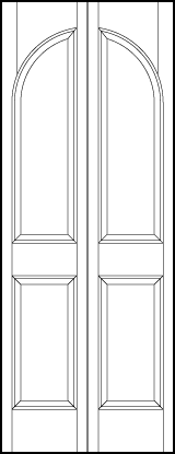 2-leaf bi-fold interior flat panel door with curved vertical panel and bottom sunken panel