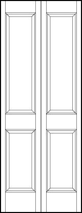 2-leaf bi-fold stile and rail interior wood doors with two vertical sunken panels 