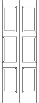2-leaf bi-fold stile and rail interior wood doors with six vertical rectangle sunken panels
