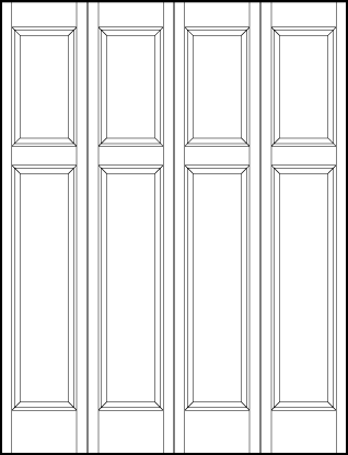 4-leaf bi-fold interior flat panel door top sunken square and two tall vertical sunken rectangles