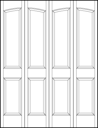 4-leaf bi-fold interior flat panel door with top curved vertical sunken panel and bottom sunken panels