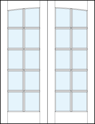 pair of interior glass custom french doors with common arch and ten square true divided lites