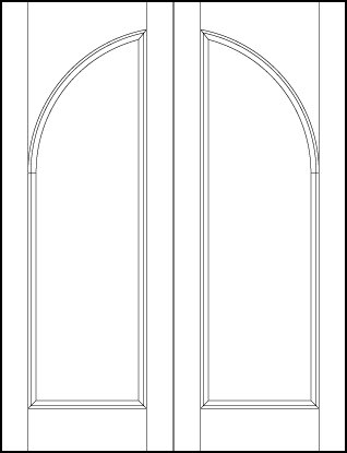 pair of interior custom panel doors with common radius top panel and sunken central rectangle panel