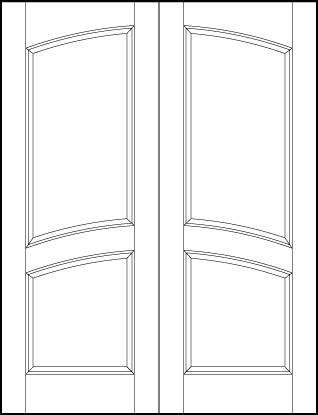 pair of interior custom panel doors with common arch and two arched central sunken panels