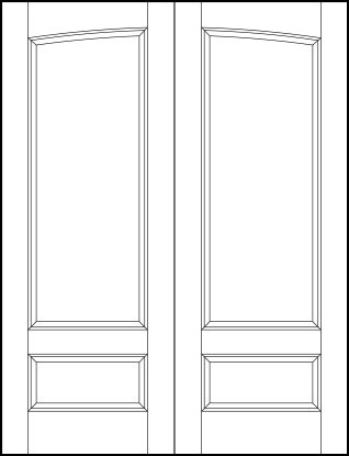 pair of stile and rail interior door with common arch, top rectangle and small bottom horizontal sunken panels