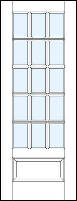 interior french style doors with glass panel and 15 section square true divided lites and bottom raised panel