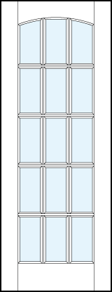 interior french style glass doors with 15 section square true divided lites design and curved arch top