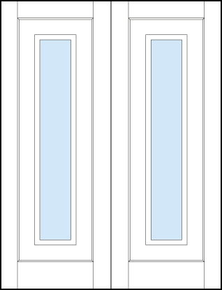 pair of stile and rail custom art deco interior doors with a narrow stile and full lite