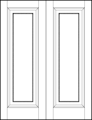 pair of custom stile and rail art deco interior doors with raised decorative panels