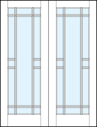 pair of interior french style doors with glass panel and outer border true divided lites