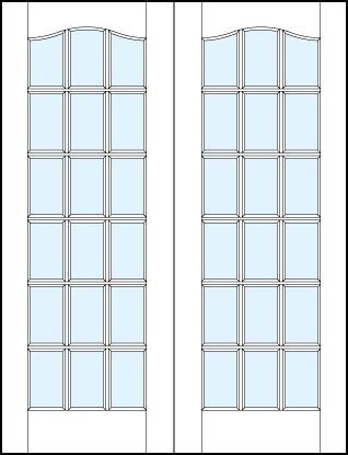 pair of interior glass french doors with 18 true divided lites and cathedral arch top