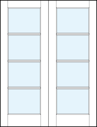 pair of interior glass french doors with four horizontal true divided lites