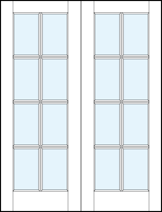 pair of custom front entry glass french doors with true divided lites creating eight sections