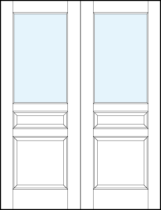 pair of interior panel doors with glass and bottom and small center raised panels