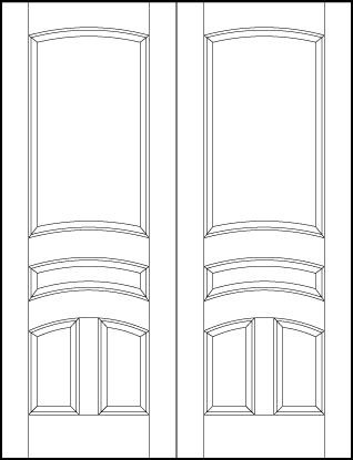 pair of stile and rail interior wood doors with four arched sunken panels