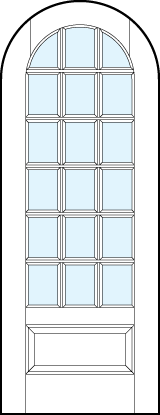 radius top interior glass french doors with 18 true divided lites and bottom raised panel