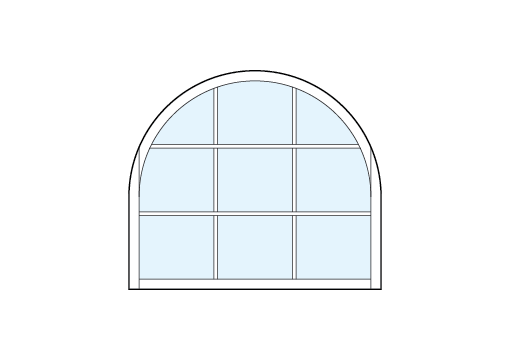 radius top square front entry craftsman style transom windows with true divided lites between nine glass panels
