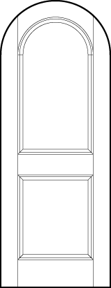 radius top front entry custom panel doors with two sunken panels, rectangle with arch on top and small square on bottom