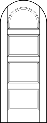 radius top stile and rail interior wood doors with four horizontal panels