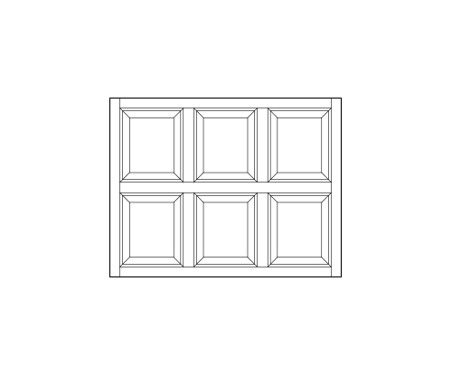 rectangle front entry transom window replacement with six square wood panels in two rows