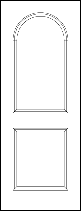 interior custom panel doors with two sunken panels, rectangle with arch on top and small square on bottom