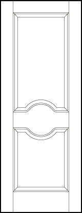 stile and rail front entry door with top sunken rectangle and bottom sunken square with circle in dividing rail