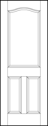 stile and rail interior door with two sunken rectangle and large top sunken panels with slight arch top