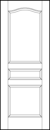 stile and rail interior door with sunken bottom square, horizontal center and top rectangle with slight top arch