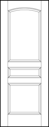 stile and rail interior door with square bottom, horizontal center, and top arched rectangle sunken panels