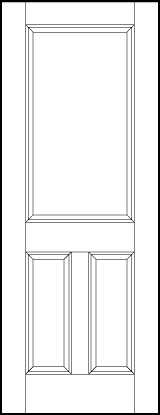 stile and rail front entry door with large sunken panels rectangle on top and two vertical rectangles on bottom