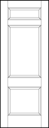 interior flat panel door with small top rectangle, large center, and medium square bottom sunken panels