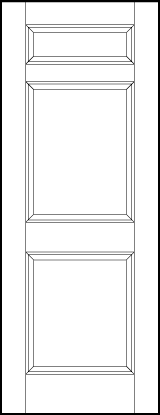 interior flat panel door with top horizontal rectangle and two equal sunken vertical rectangles below