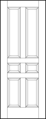 stile and rail interior wood doors with four vertical rectangles and small square center sunken panels
