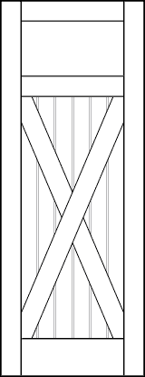 v groove interior doors with small top panel and six vertical rail pattern on bottom with x on top