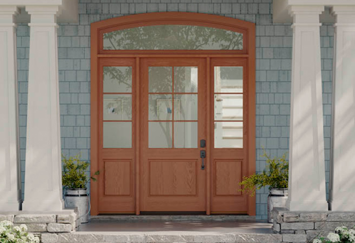 entry with sidelites that complement the door styleone-lite in-sash sidelite