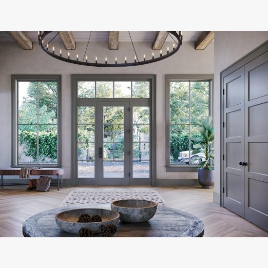 This entryway maximizes the light into the home and coordinates with the TS4100 interior doors,
