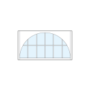front entry modern transom windows with twelve square glass sections with large arch at top