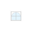 front entry square custom transom window with cross true divided lites with radius-top arch