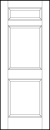 interior flat panel door with top horizontal rectangle and two equal sunken vertical rectangles below