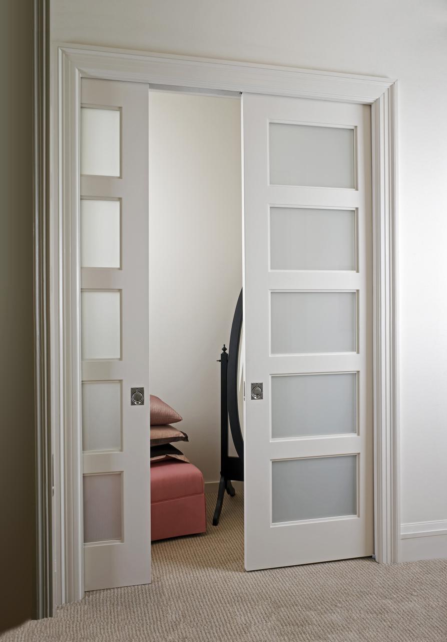 TS5000 Pocket Doors with White Lami Glass TruStile Doors