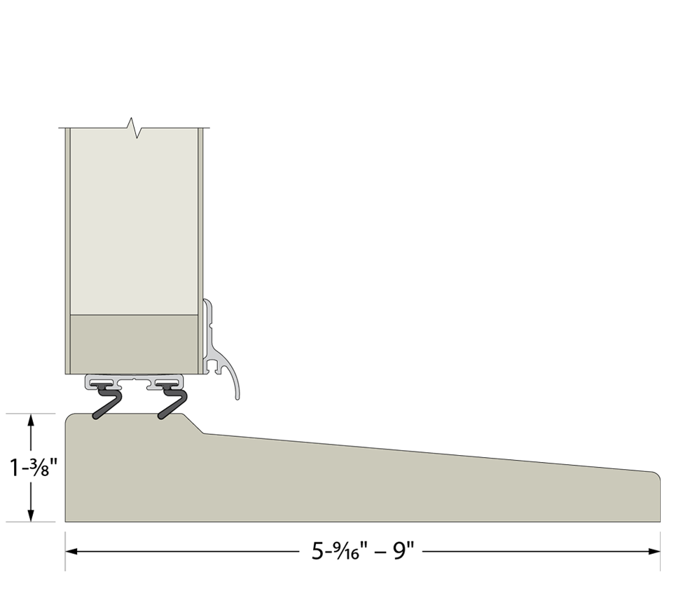 An illustration of the previous 1-3/8 wood sill without relief grooves.