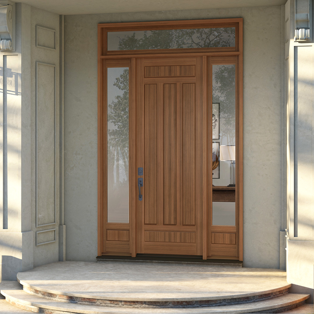 A traditional style home with a Reserve Entry System TS5030-108 pictured in the center.